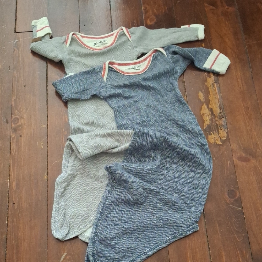 Baby Sleep Gowns in Gray and Blue